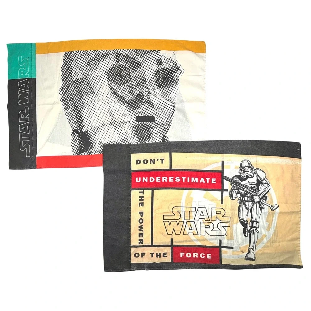 Vintage Star Wars Pillowcase Set Darth Vader Stormtrooper 1997‎ Lucasfilm GUC